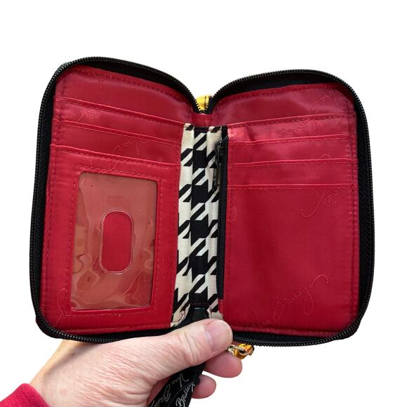 Vera Bradley wristlet wallet quilted cotton gold red black mini zip around style - Picture 6 of 9